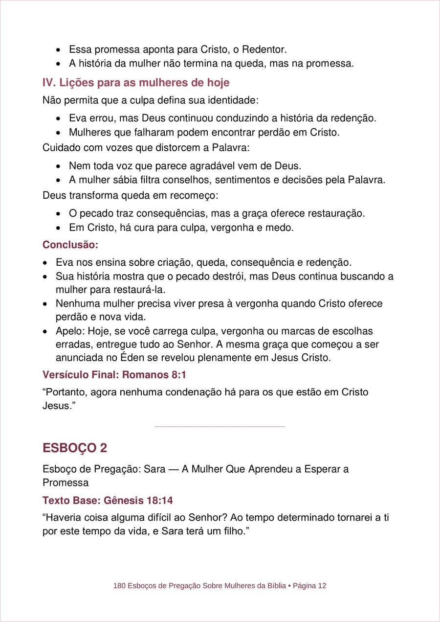 Lições para as mulheres de hoje, conclusão e versículo final